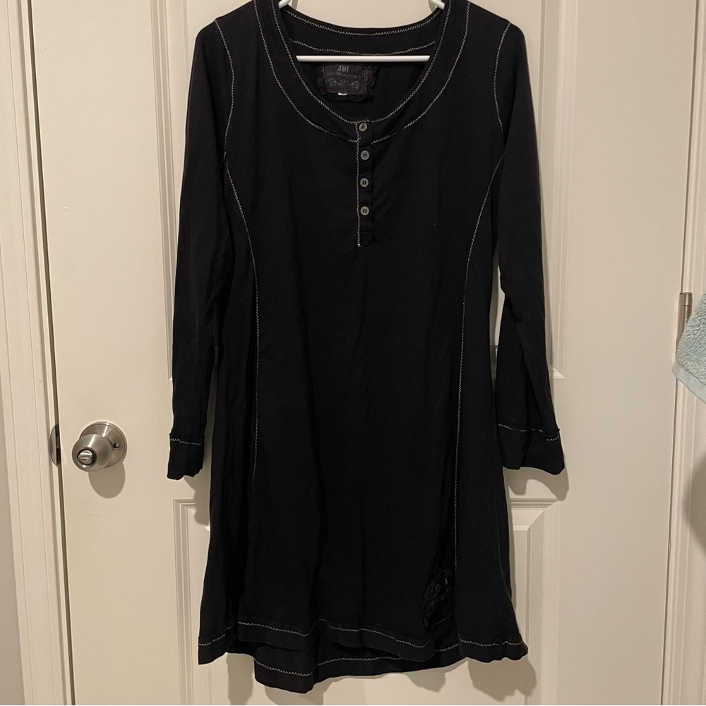 JDL collection medium Black midi dress Contrast Stitching spooky gothic cottage